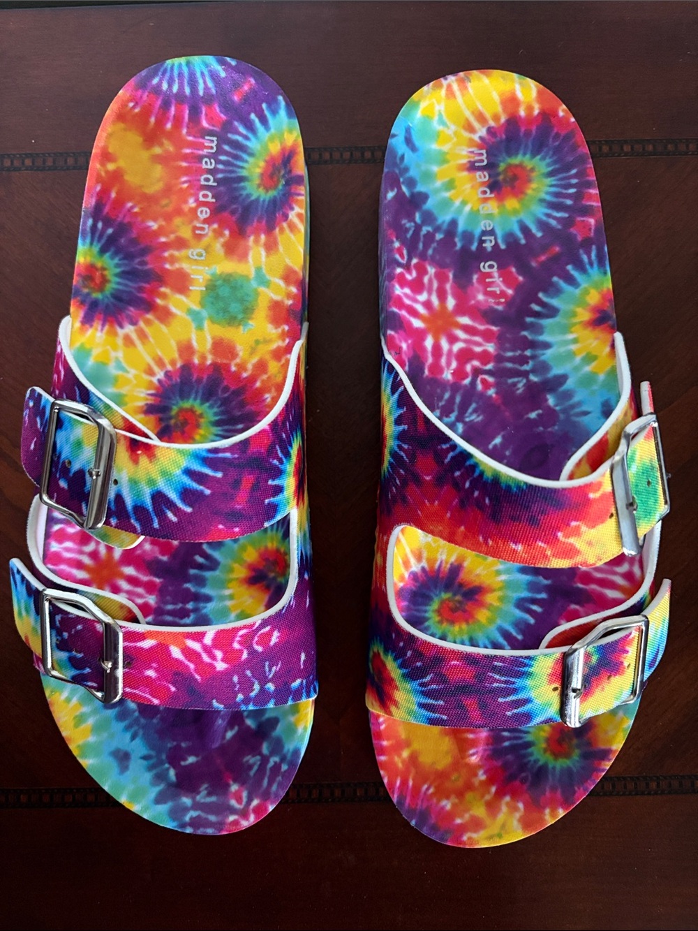 Madden Girl Teddy-T Tie-Dye Double Buckle Slide Sandals - Rainbow - 10